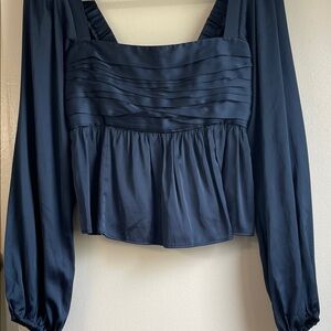 Abercrombie & Fitch Navy Blouse with Square Neckline